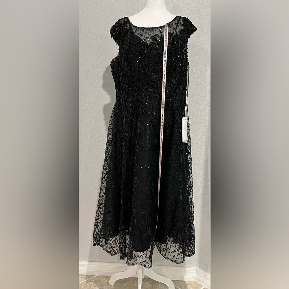 MAC DUGGAL A20398 Sequined Cap Sleeve Fit and Flare Jewel Embroidered gown Sz 14 - Picture 7 of 8